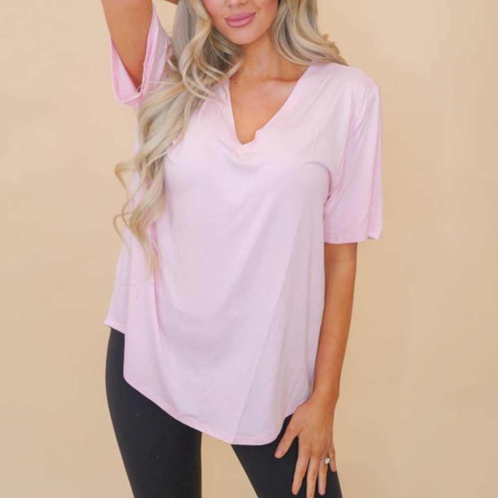 Sew in Love pink vneck oversized tee